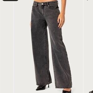 Edikted Dark Gray Low Rise Baggy Jeans Size S